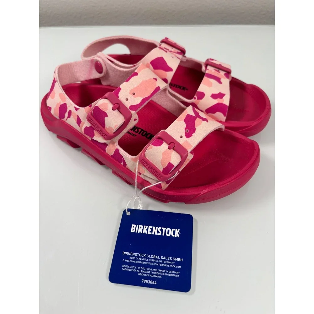 Birkenstock Girls 34 US 3 Pink Camo Milano Sandals NWOB Waterproof Birko-Flor